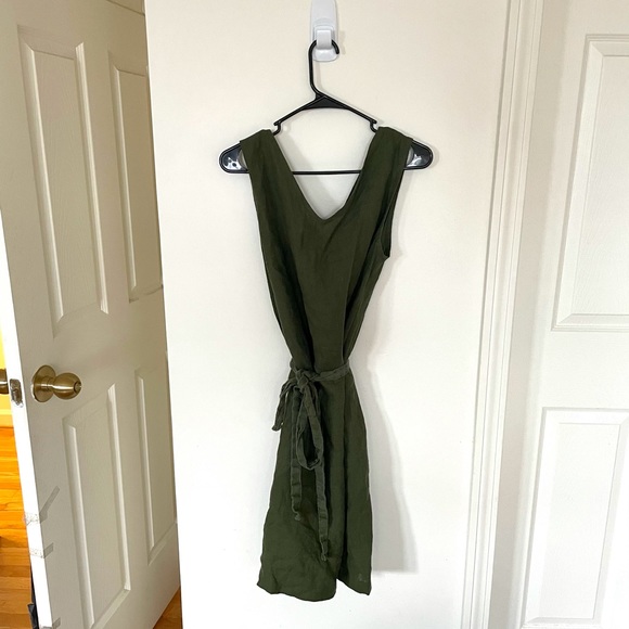 linenfox Dresses & Skirts - LinenFox Green Linen Dress, S/M